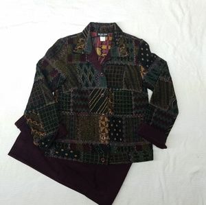 Ellen Figg Vintage Patchwork Blazer Velvety Pants